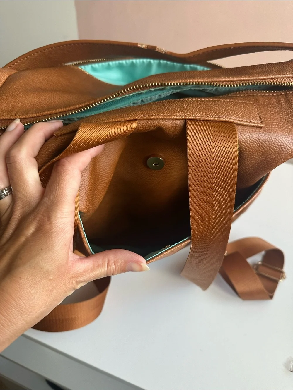 Faux Leather Backpack, Teacher Tote, Diaper Bag, Work Bag, Chic, Trendy